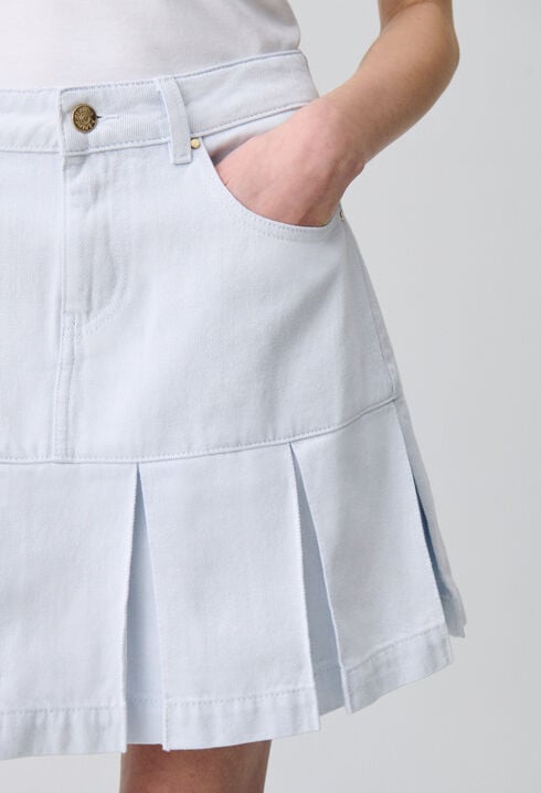 Jupe denim courte à plis