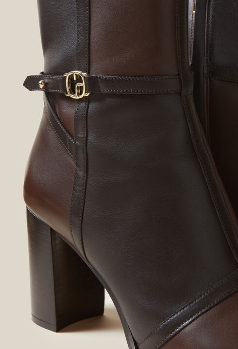 Bottines cuir vernis patchwork