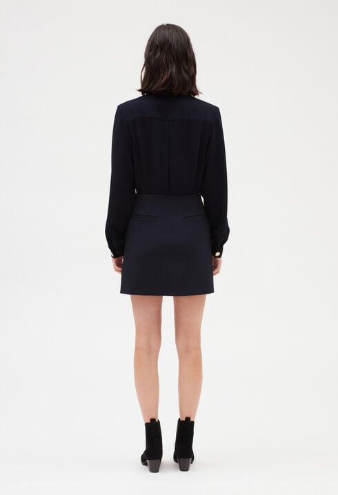 Navy blue two-material mini dress