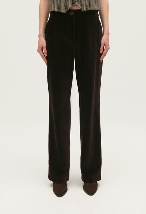 Pantalon tailleur velours chocolat