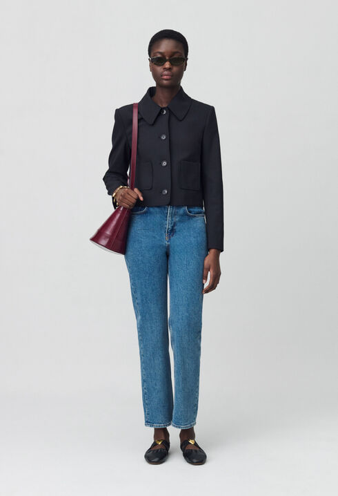 Veste boîte laine mélangée noir