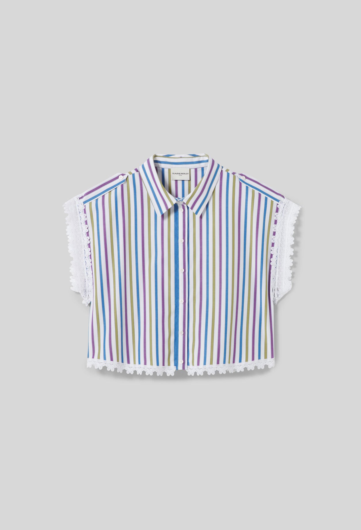 Chemise ray&eacute;e dentelle