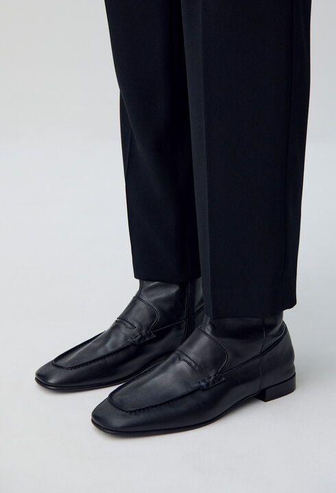 Leather Moccasin-Style Ankle Boots