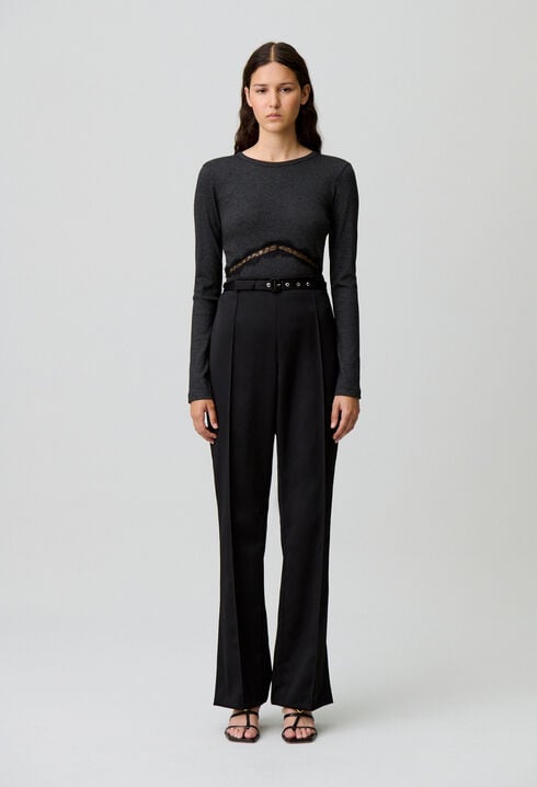 Pantalon droit satiné