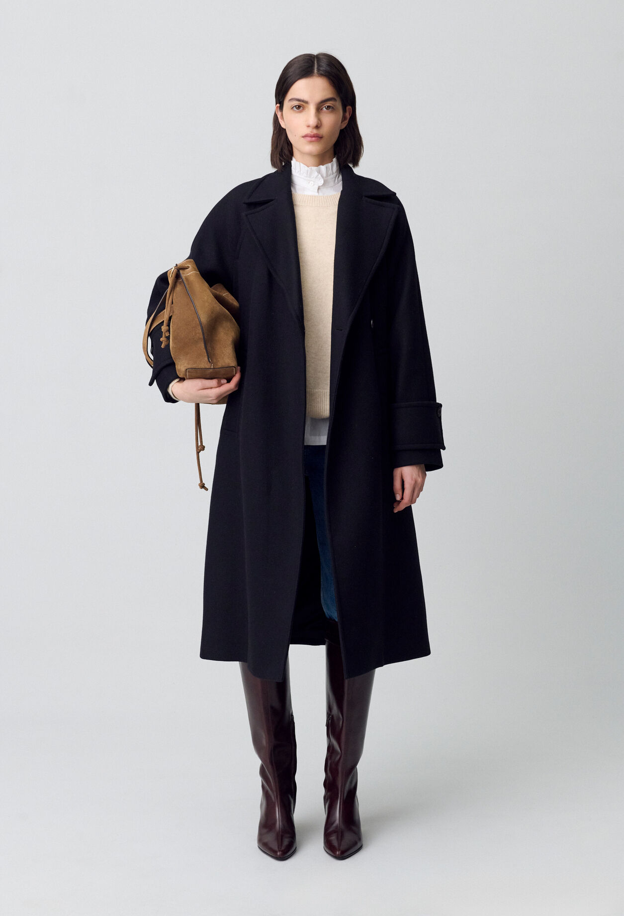 Manteau mi-long laine mélangée