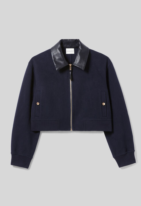 Blouson laine col similicuir