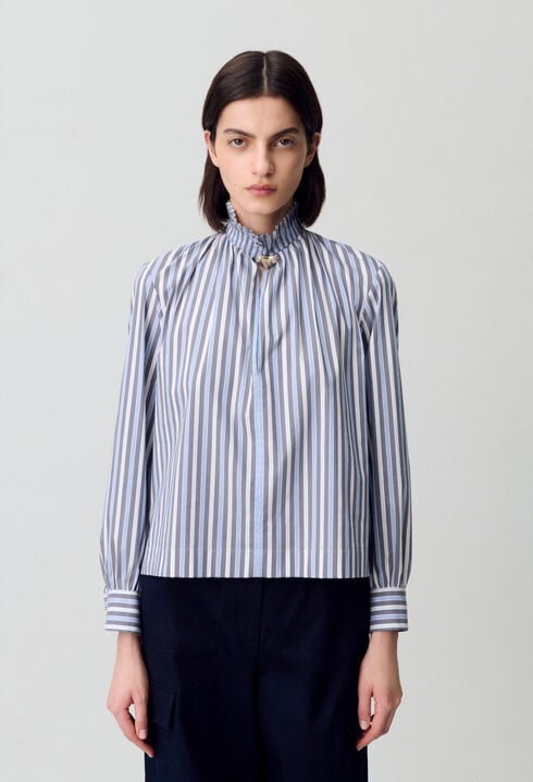 Striped Victorian collar blouse