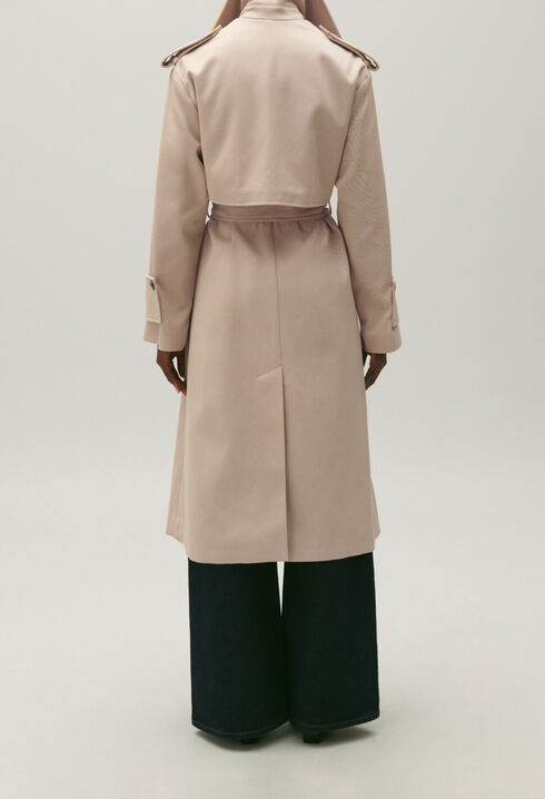Trench long coton beige 