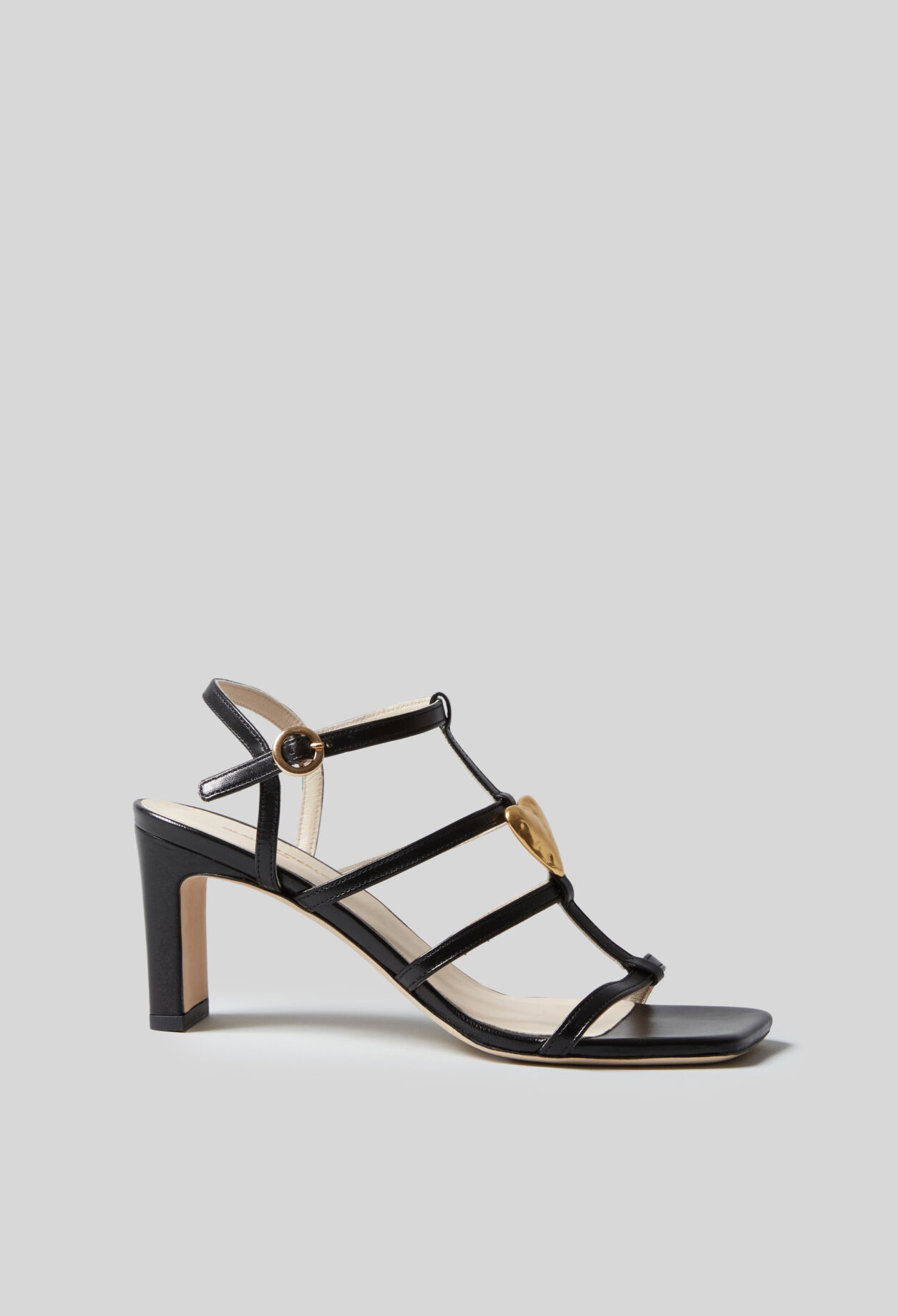 Leather heart heel sandals