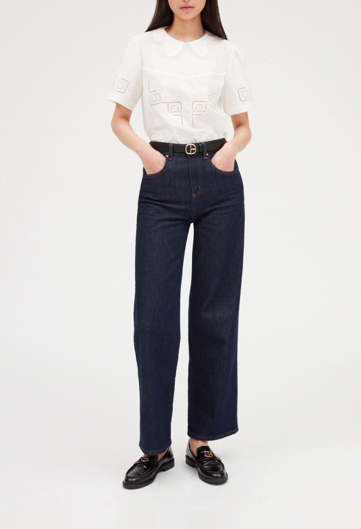 Ecru lace collar top