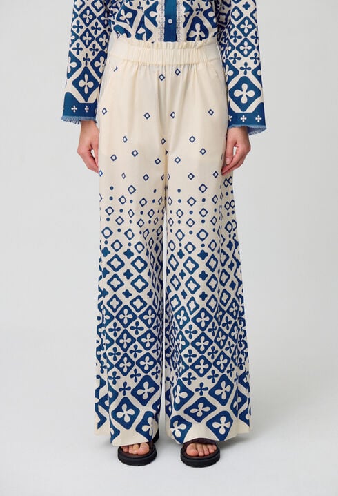 Pantalon large fluide imprimé