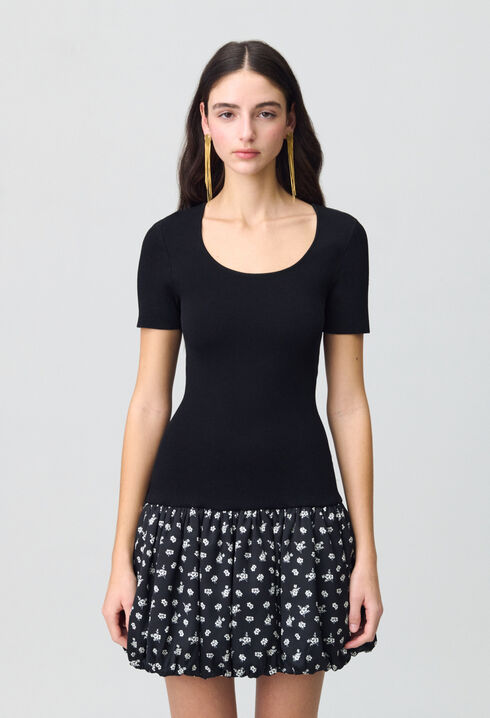 Robe courte boule à fleurs