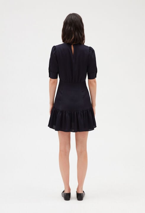 Navy blue ruffled mini dress