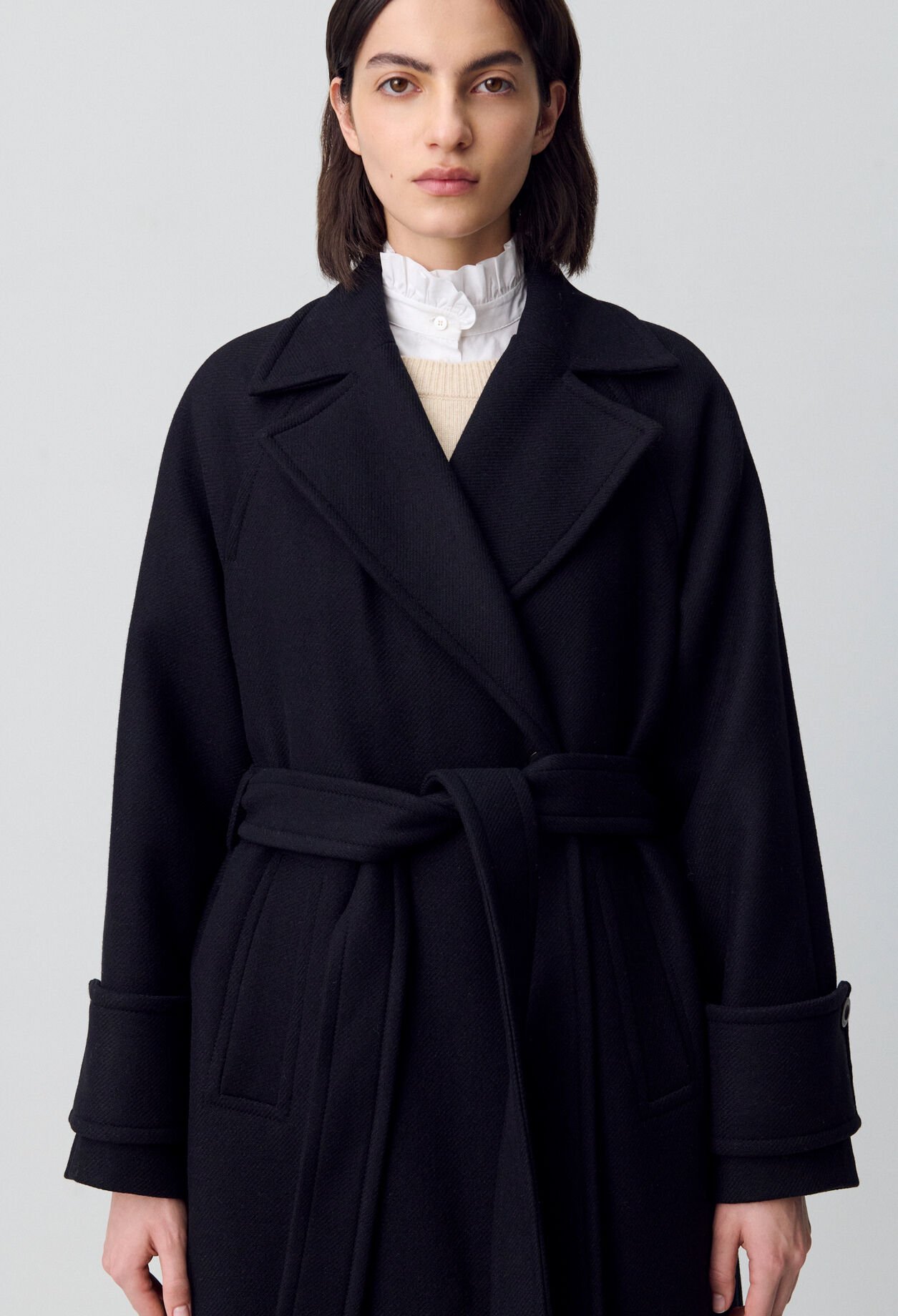 Manteau mi-long laine mélangée