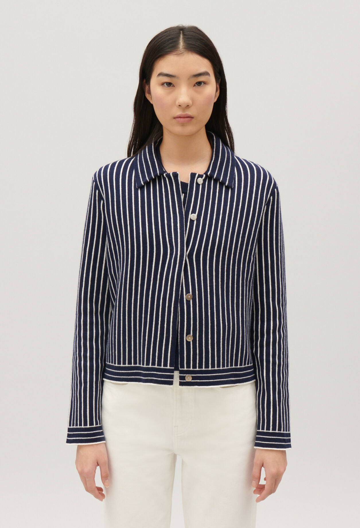 Cardigan maille rayures