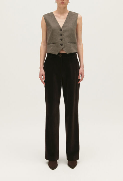 Pantalon tailleur velours chocolat