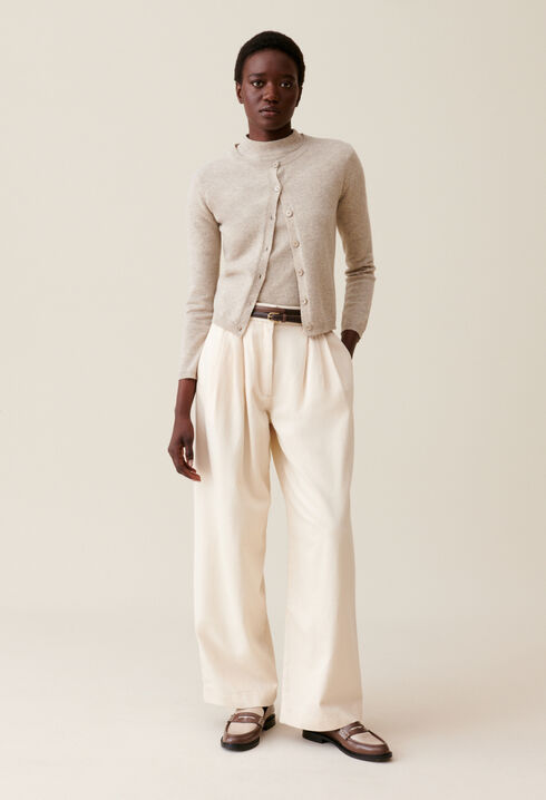 Wide pleated denim trousers