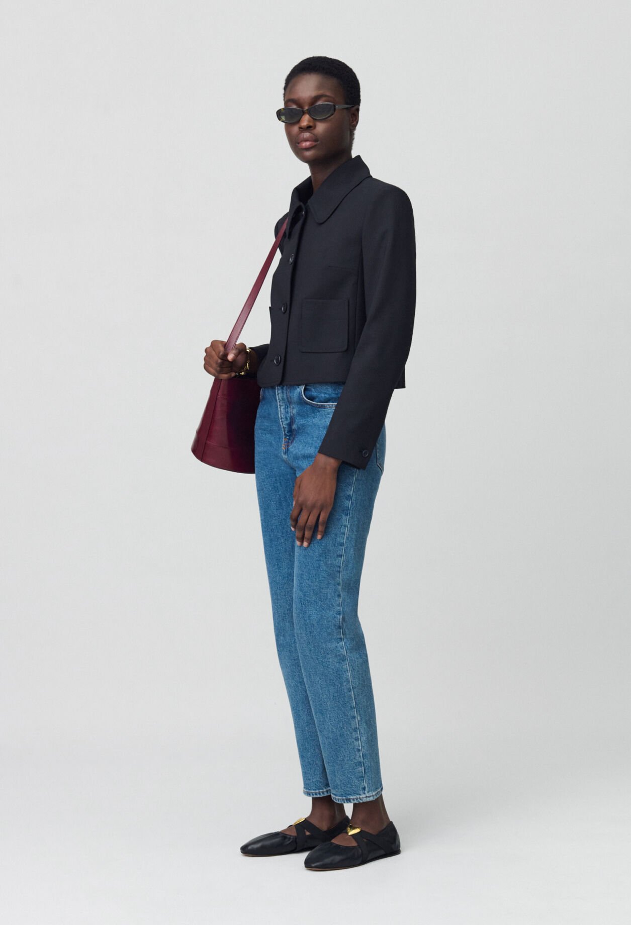 Veste boîte laine mélangée noir