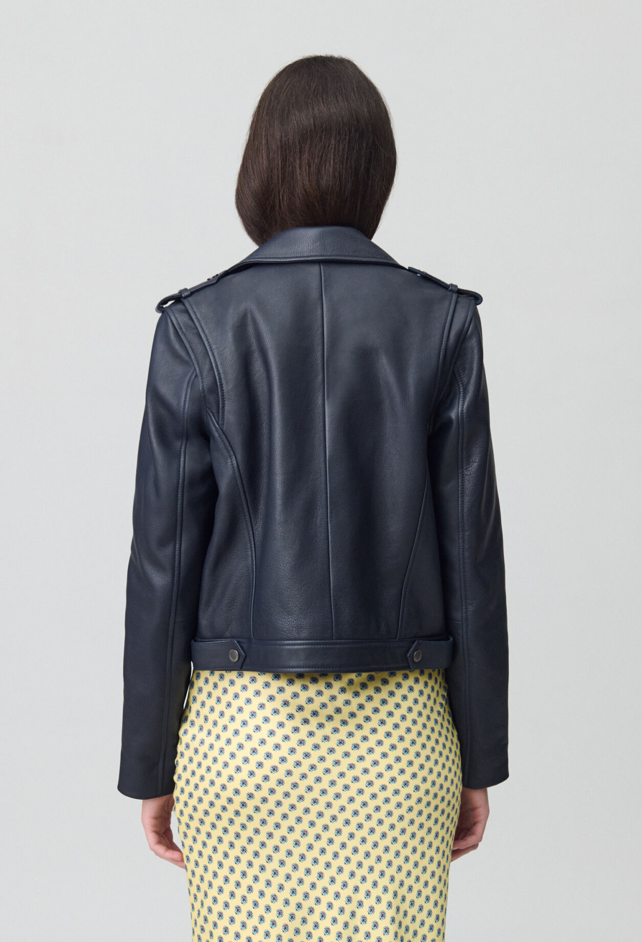 Veste cuir grainé noir
