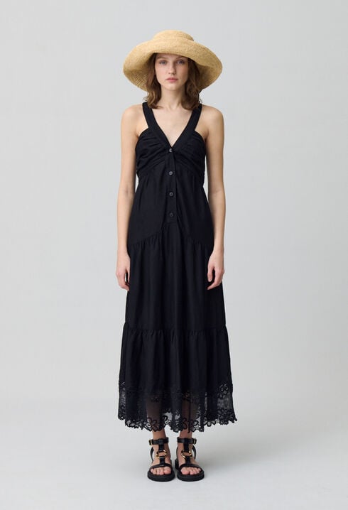 Robe longue broderies fleurs