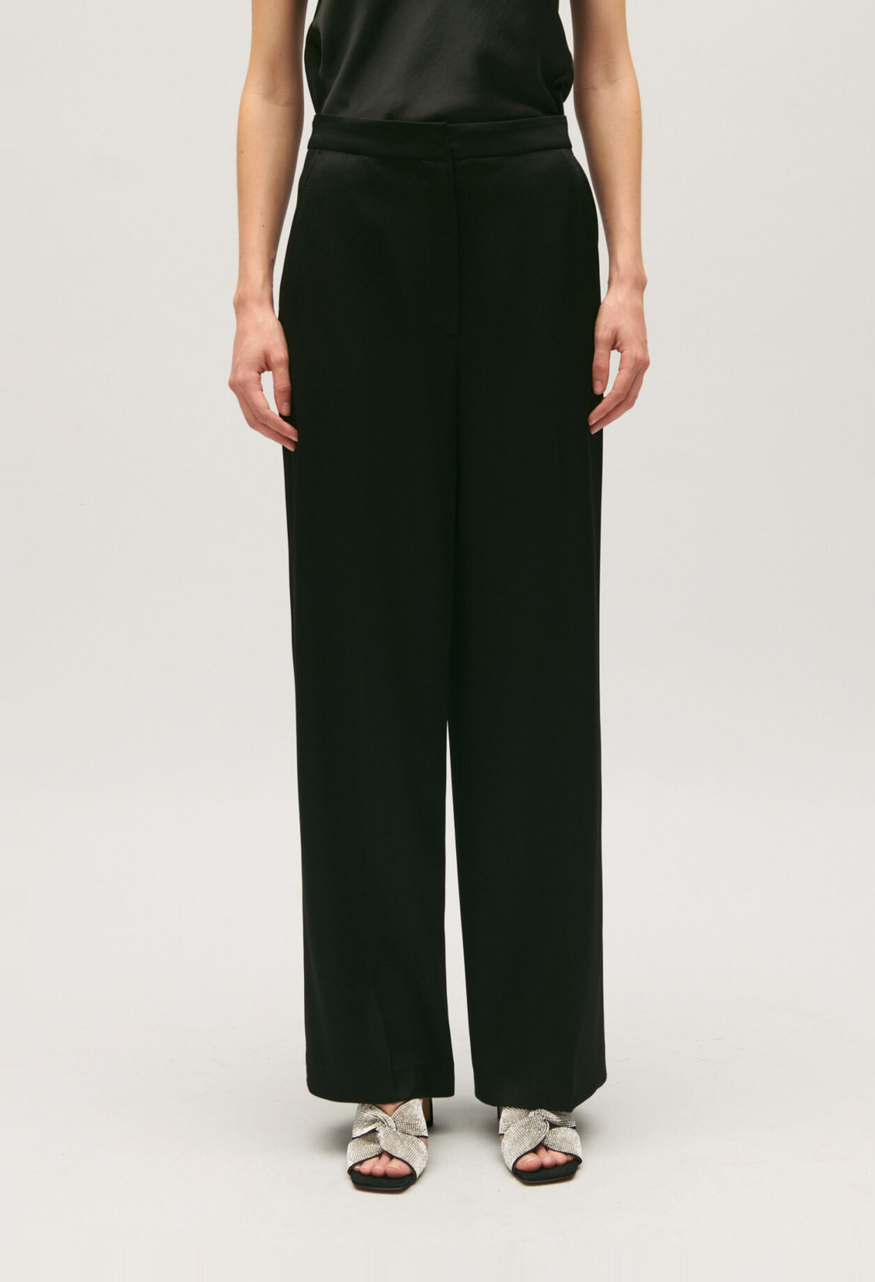 Black suit trousers with satin finish