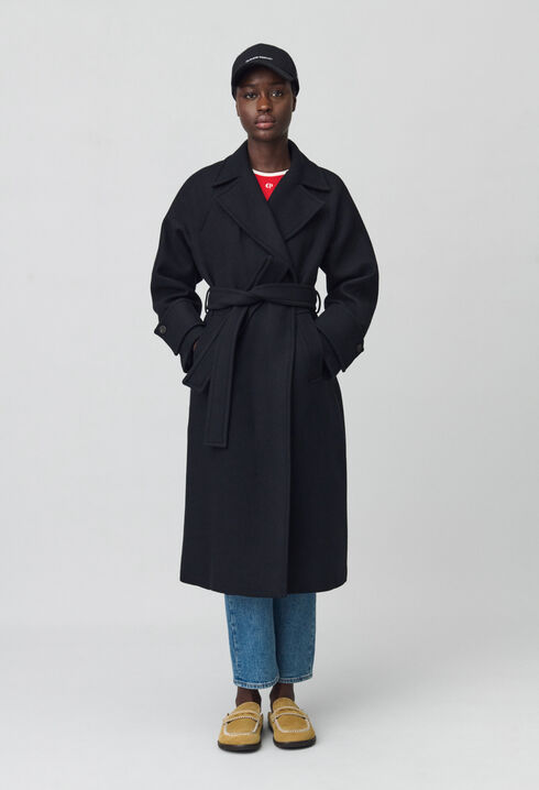 Mid-length wool blend coat