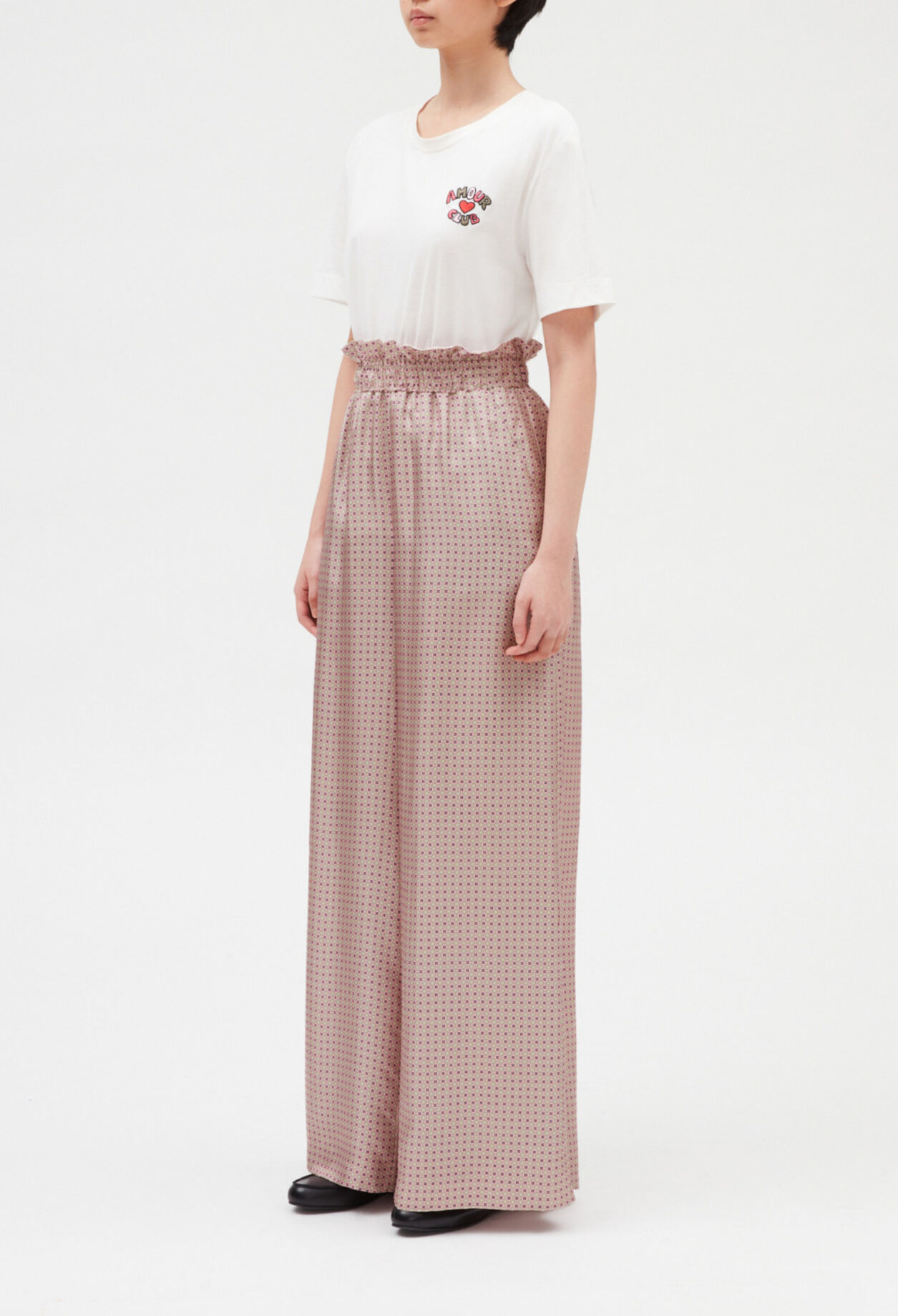 Pantalon large soie rose