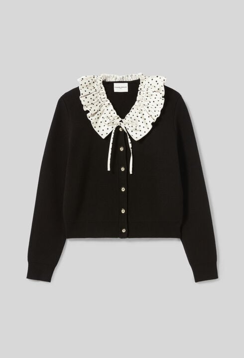 Cardigan maille fine avec col