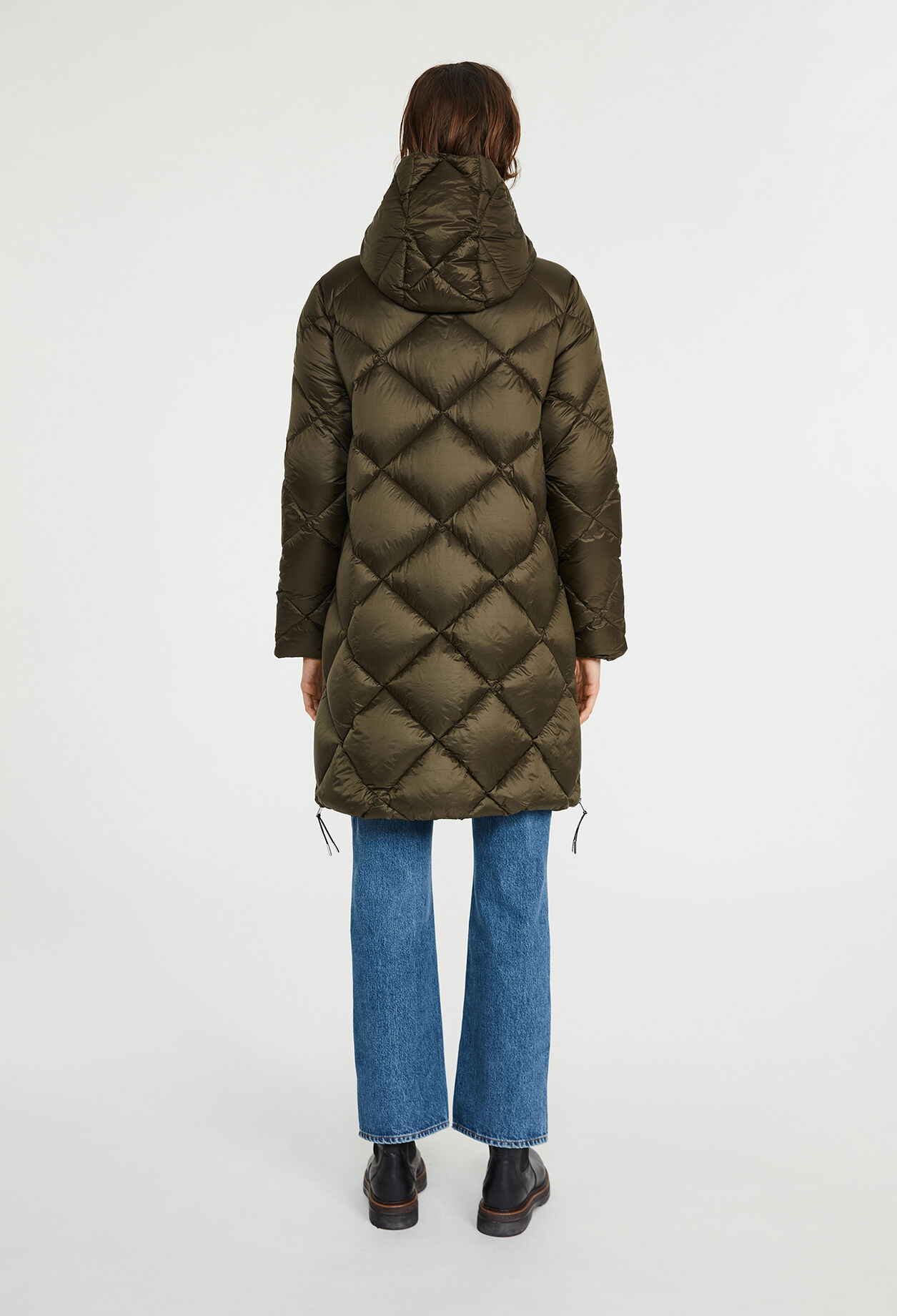 Long jacket made from recycled polyester