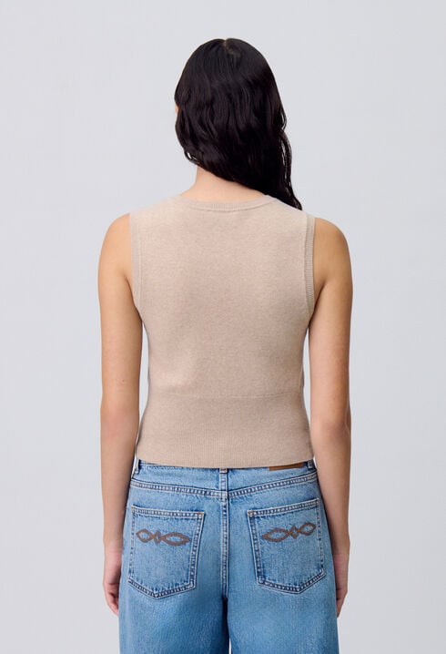 Top maille boutonné