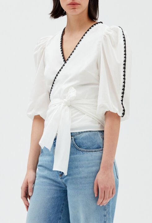 Blouse cache-cœur écrue