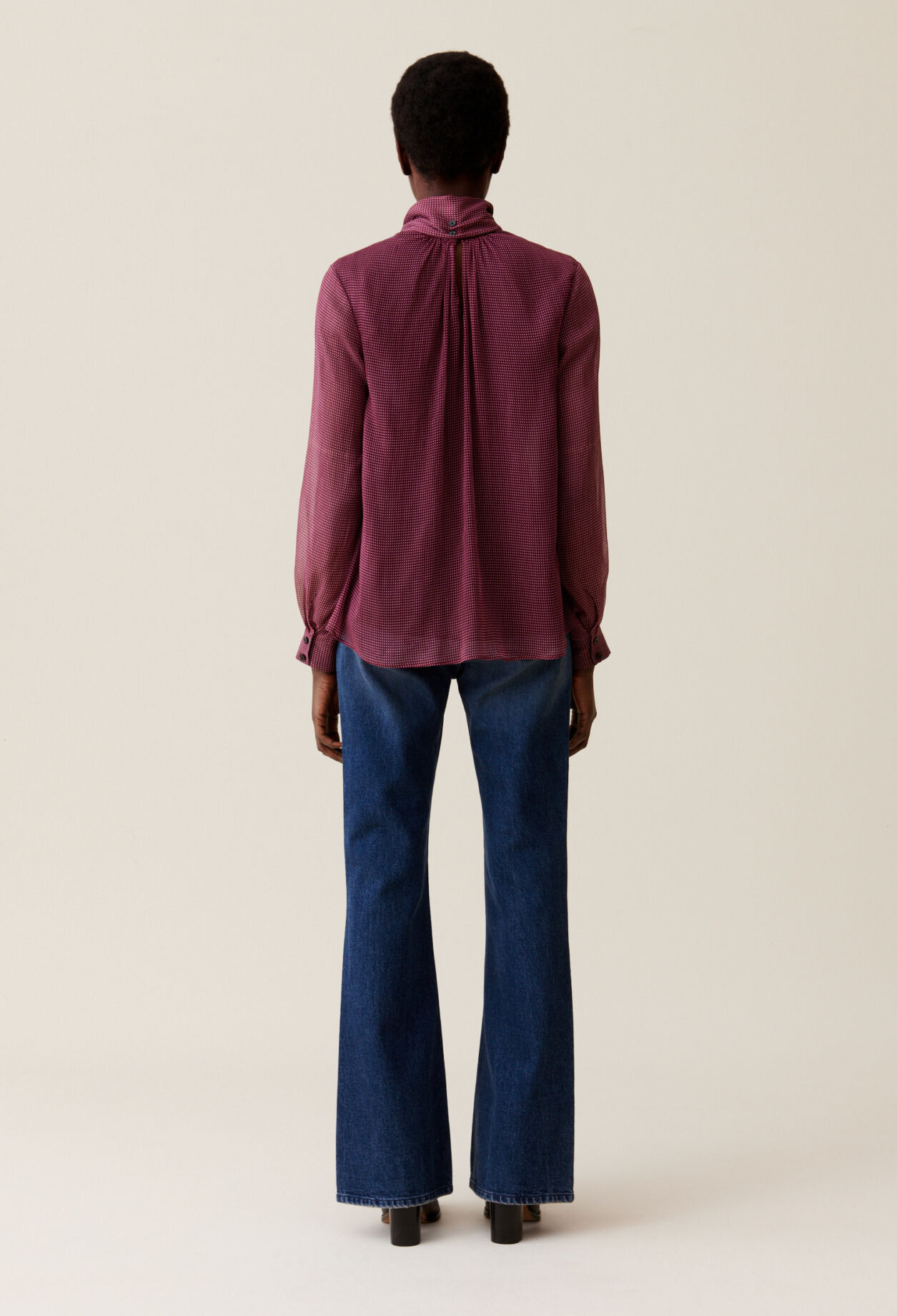 Blouse lavallière carreaux fluide