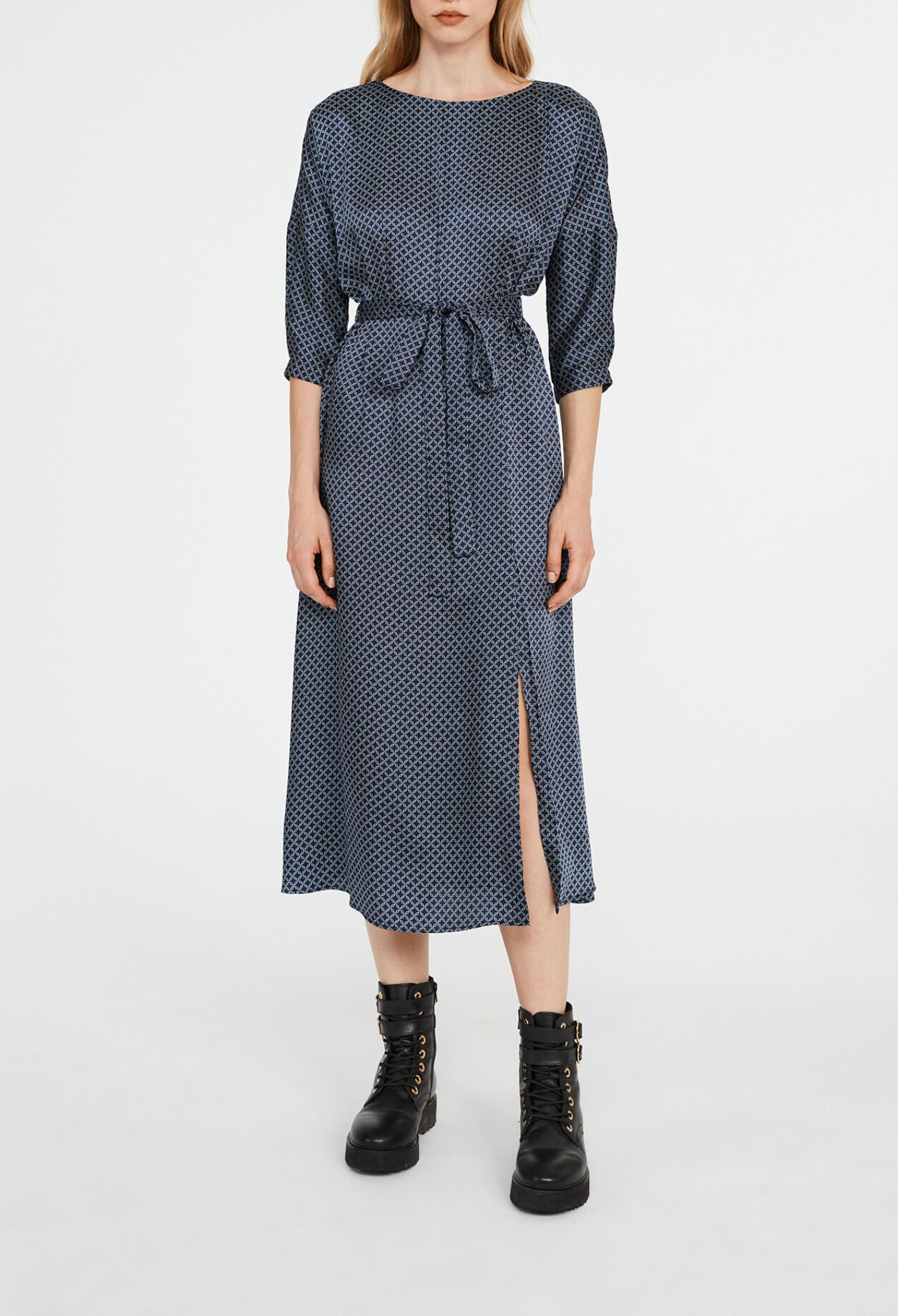 Long, patterned slit dress