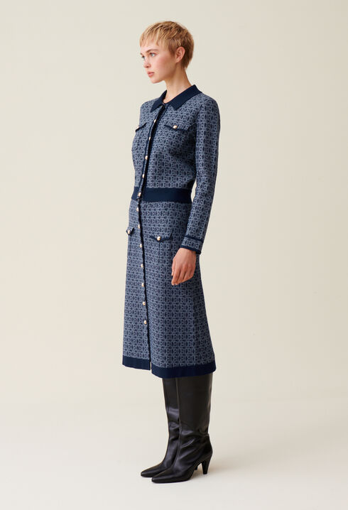 CP monogram cardigan with collar