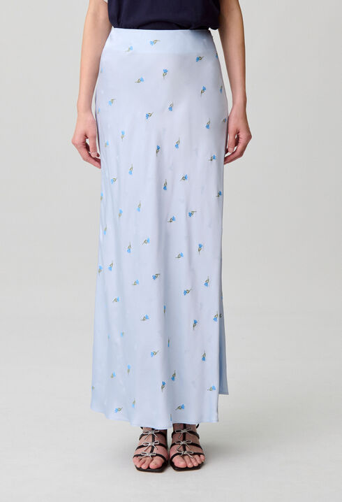 Floral satin skirt