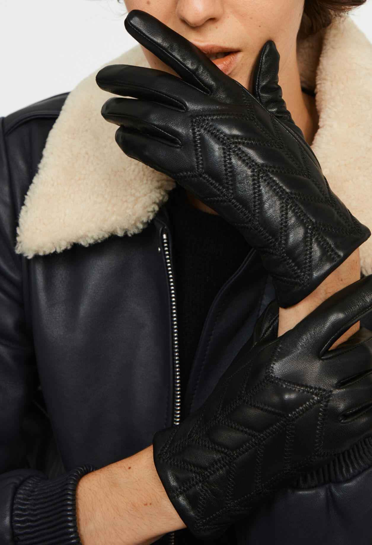 Gants cuir matelassé