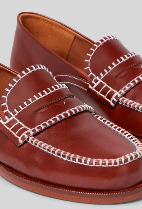 Sandales cuir lisse surpiqûres