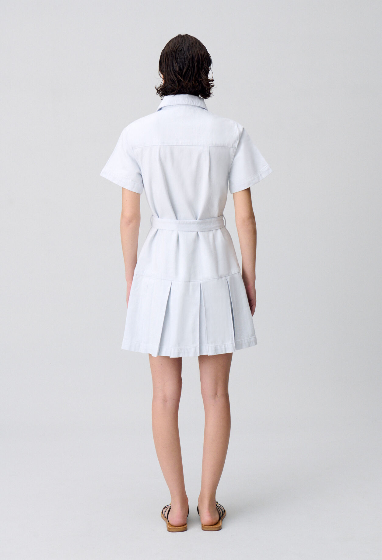 Robe courte denim à plis