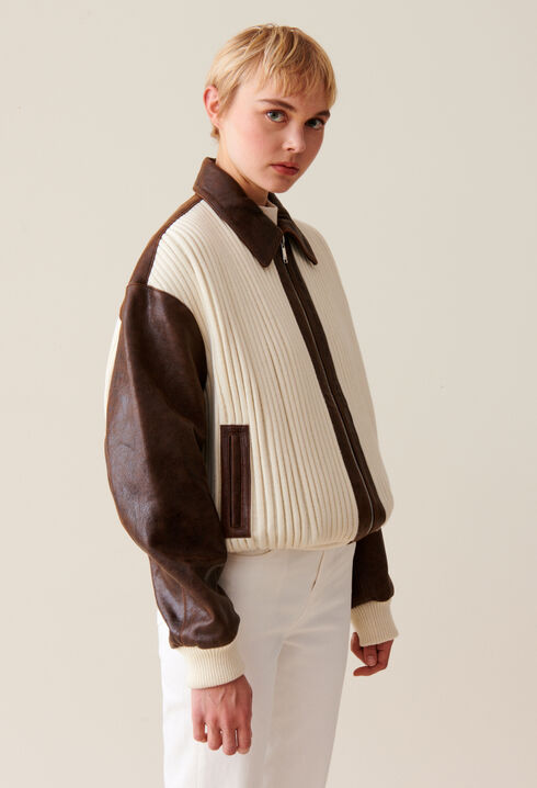 Brown two-tone bomber jacket