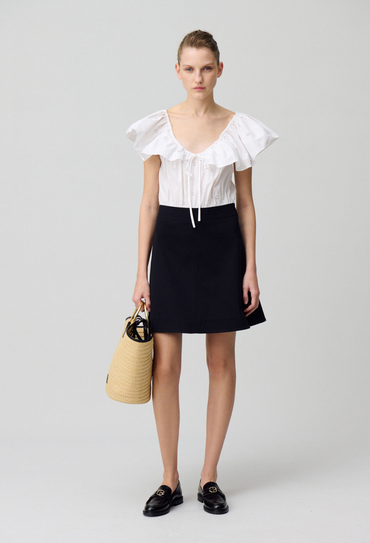 Short Dress in Mixed Fabrics