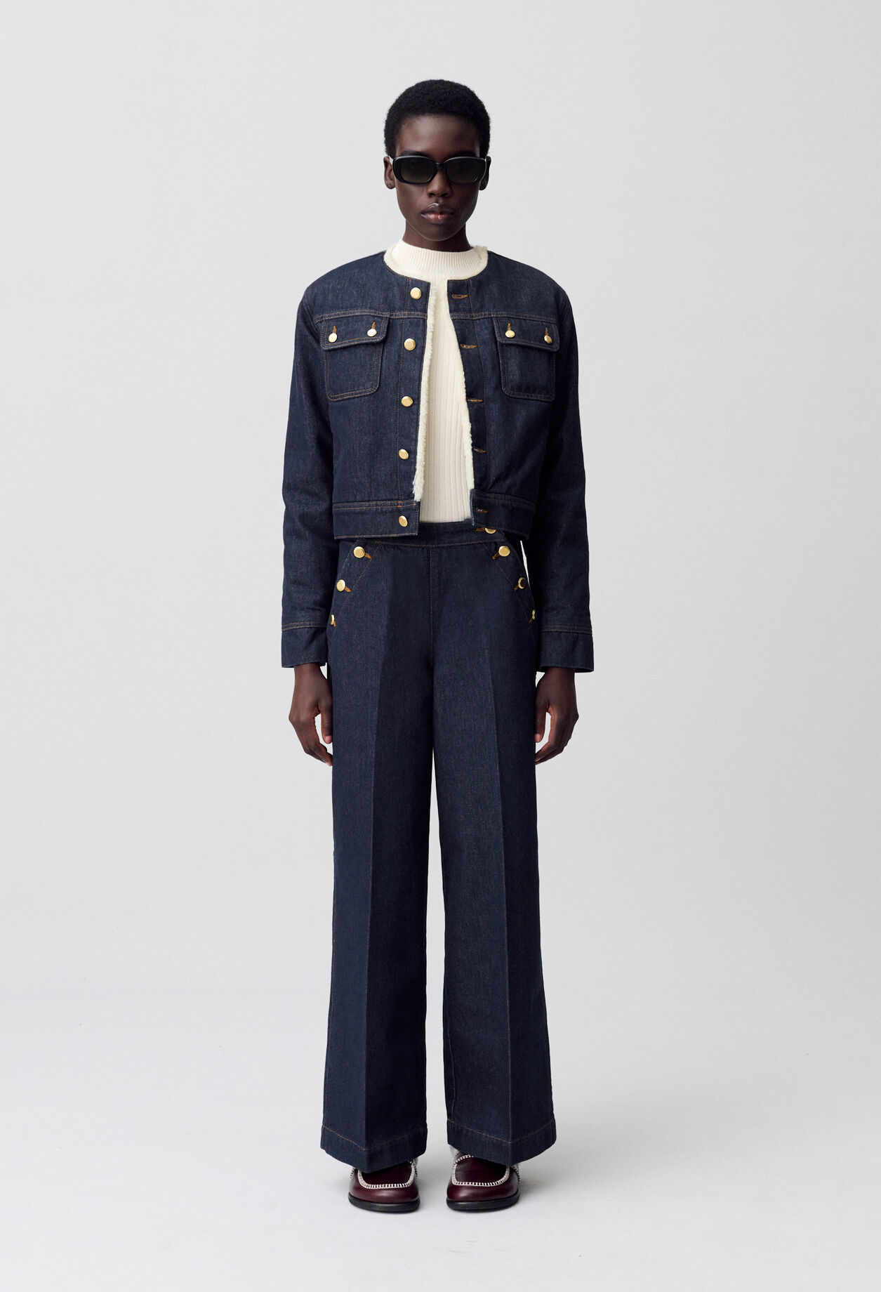 Veste denim fausse fourrure