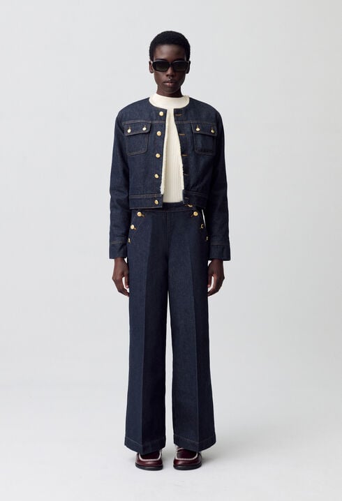 Veste denim fausse fourrure