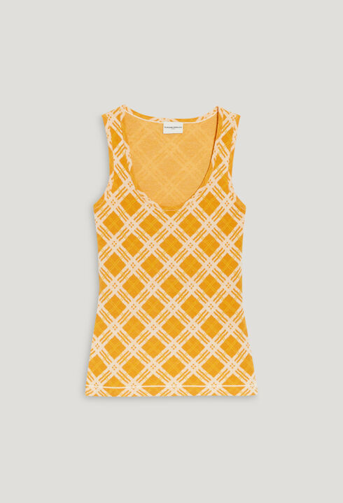 Yellow checked vest top