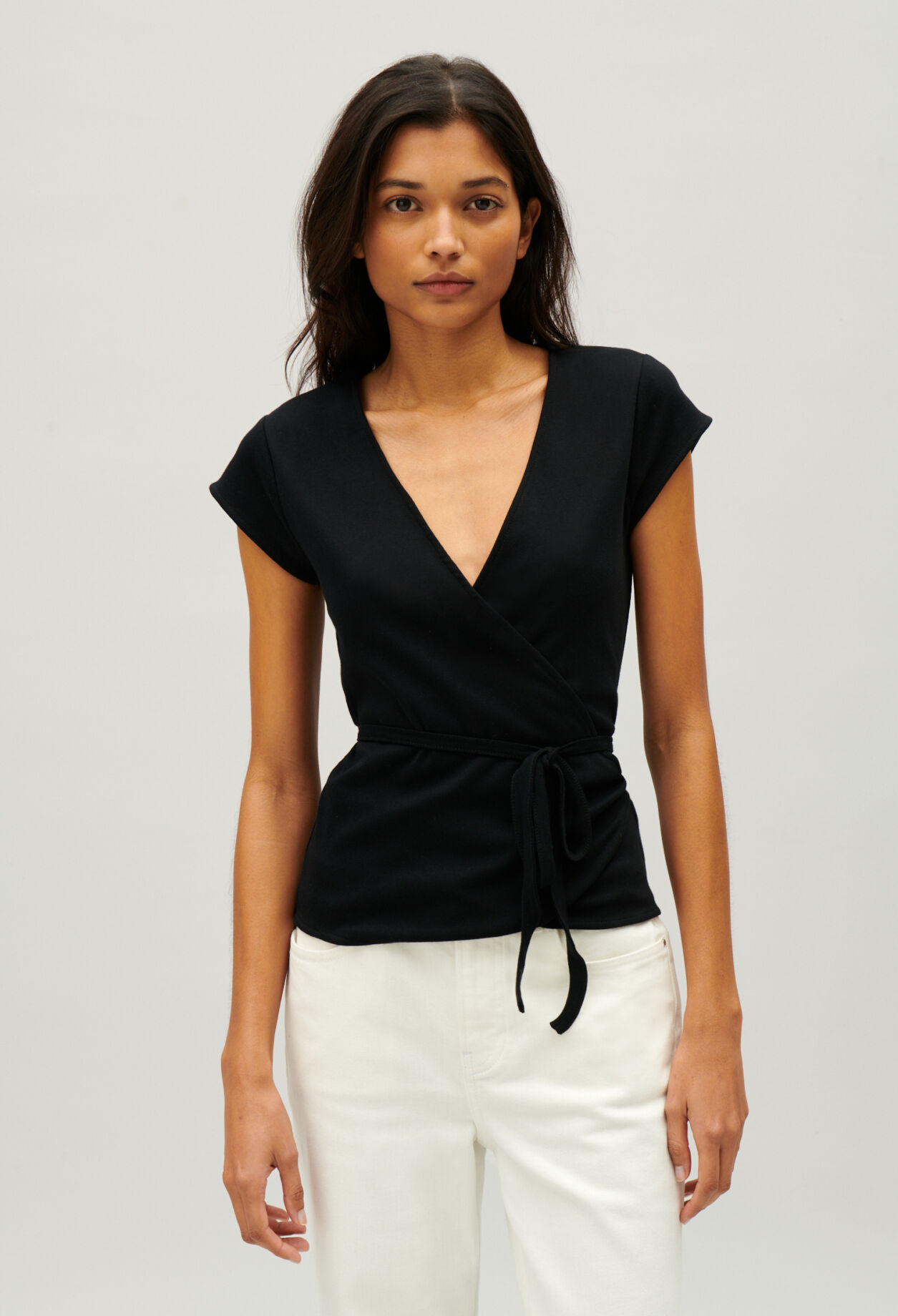Black wrapover top