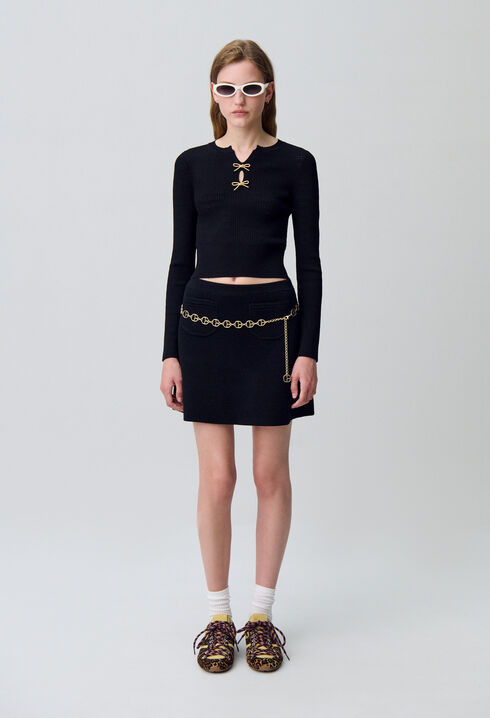 Fine knit bow jumper