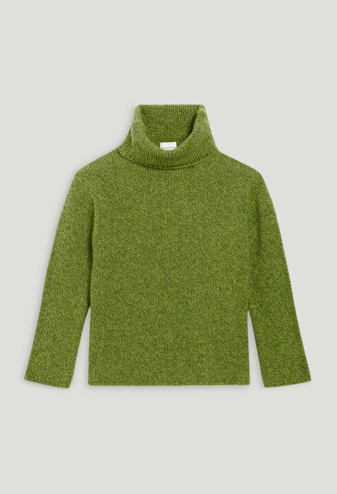 Pull col roulé maille matcha