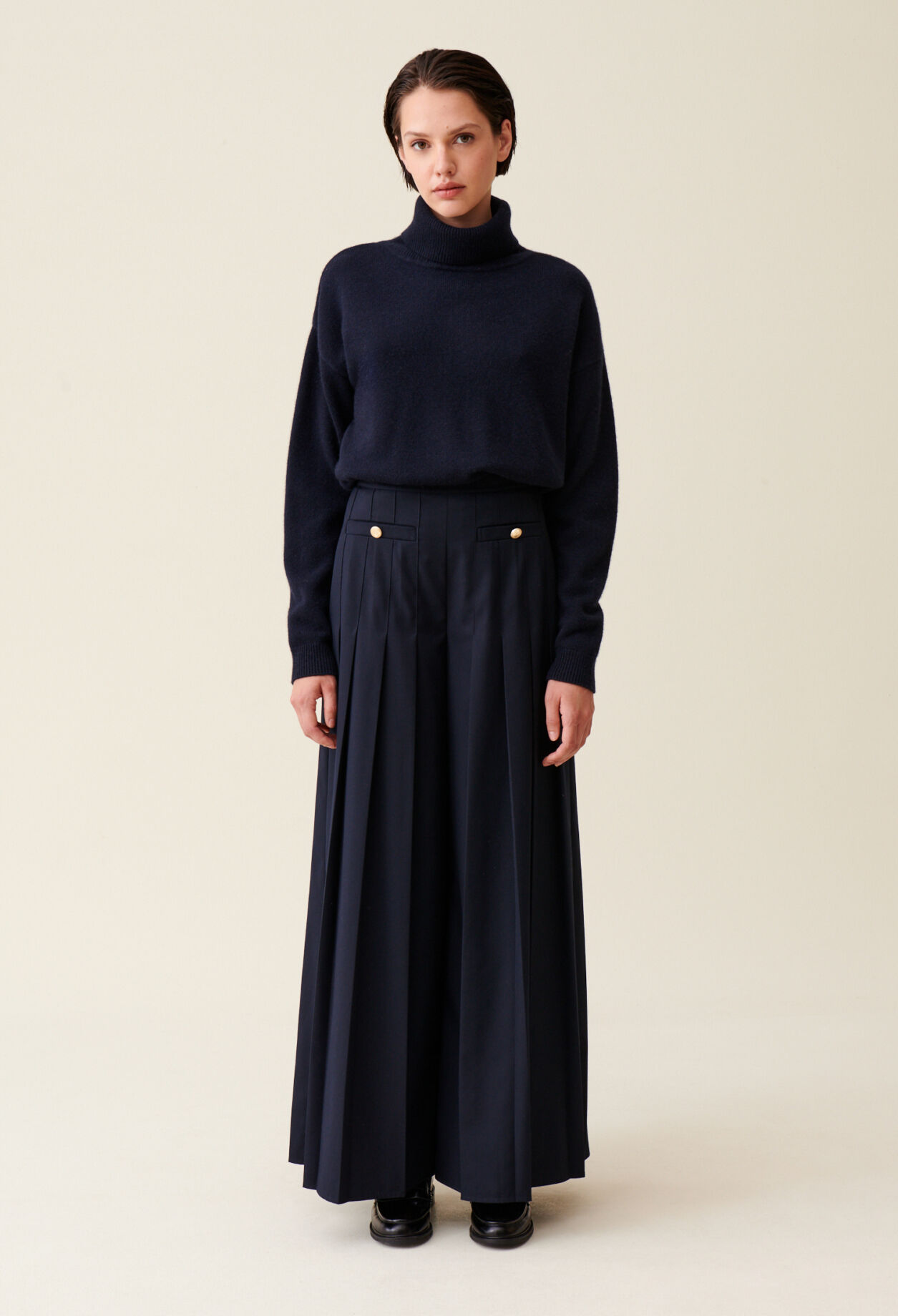 Pantalon ample bleu marine hot sale