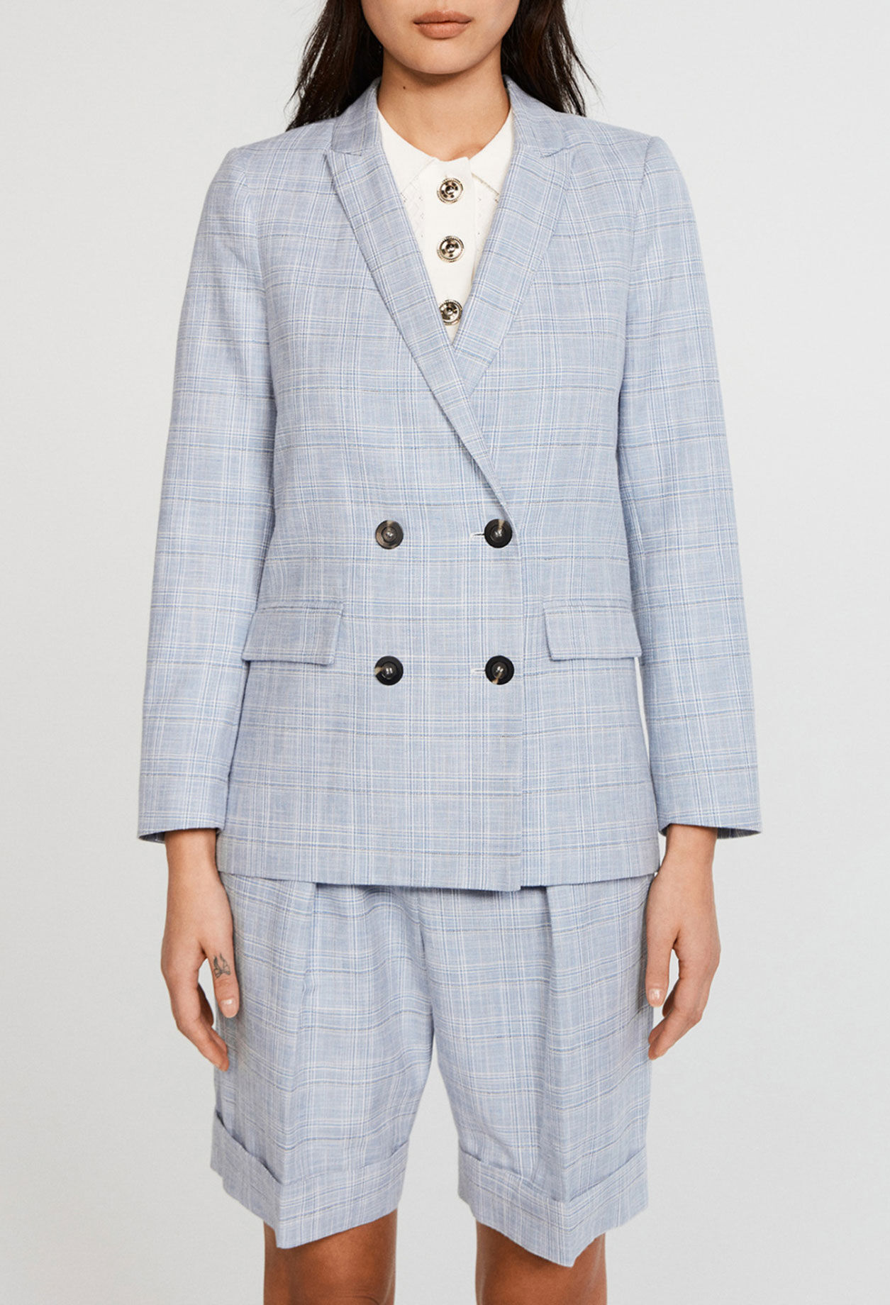 Double breasted organic cotton blazer
