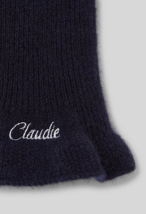 Embroidered knit gloves