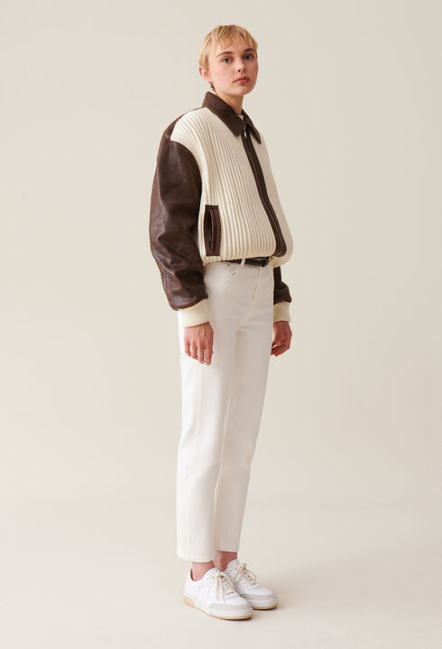 Brown two-tone bomber jacket
